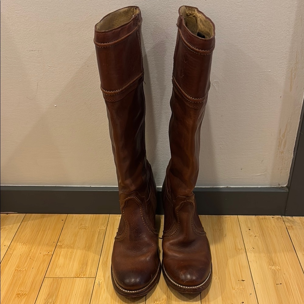 Brown Leather Knee-High Boots